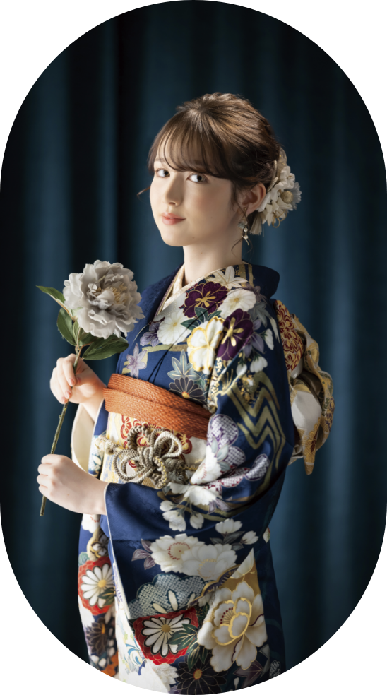 ひいな振袖 紺色